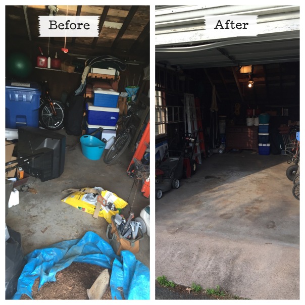 6 months + several parties + a couple roommate changes + lots of yard and housework = this mess of a garage.  Luckily that is all history!